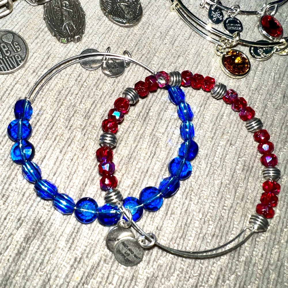 SOLD Alex and Ani Blue or Red beaded bangle